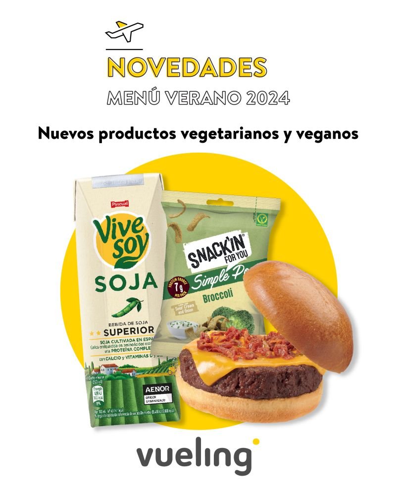 Opciones veganas y vegetarianas en los aviones de Vueling